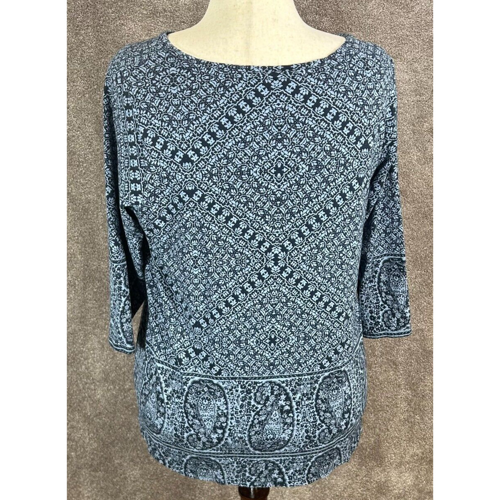 Lucky Brand Top Womens 1X Blue Floral Paisley‎ Pullover 3/4 Sleeve Boho Blouse - Picture 4 of 7